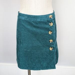 ASOS Teal Corduroy Button Down Skirt